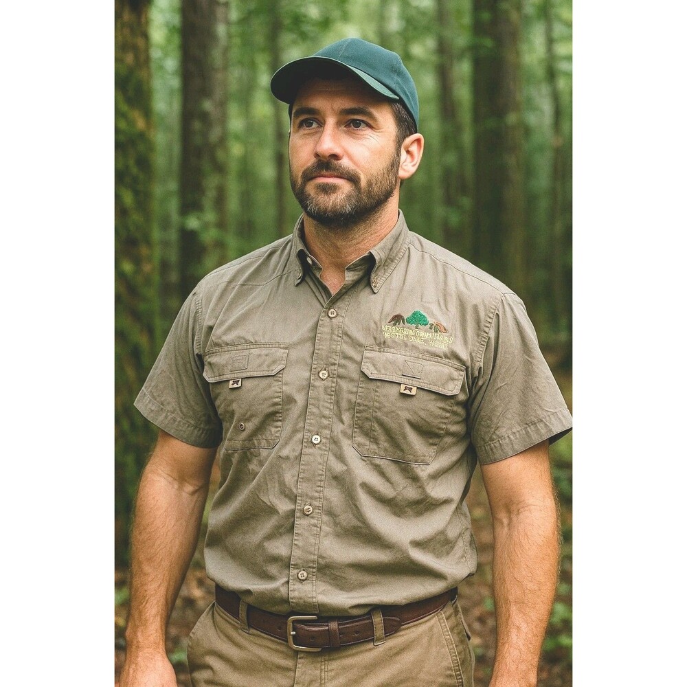GREAT SMOKY MOUNTAINS NATIONAL PARK MENS COLUMBIA STYLE FISHING SHIRT XL TAN